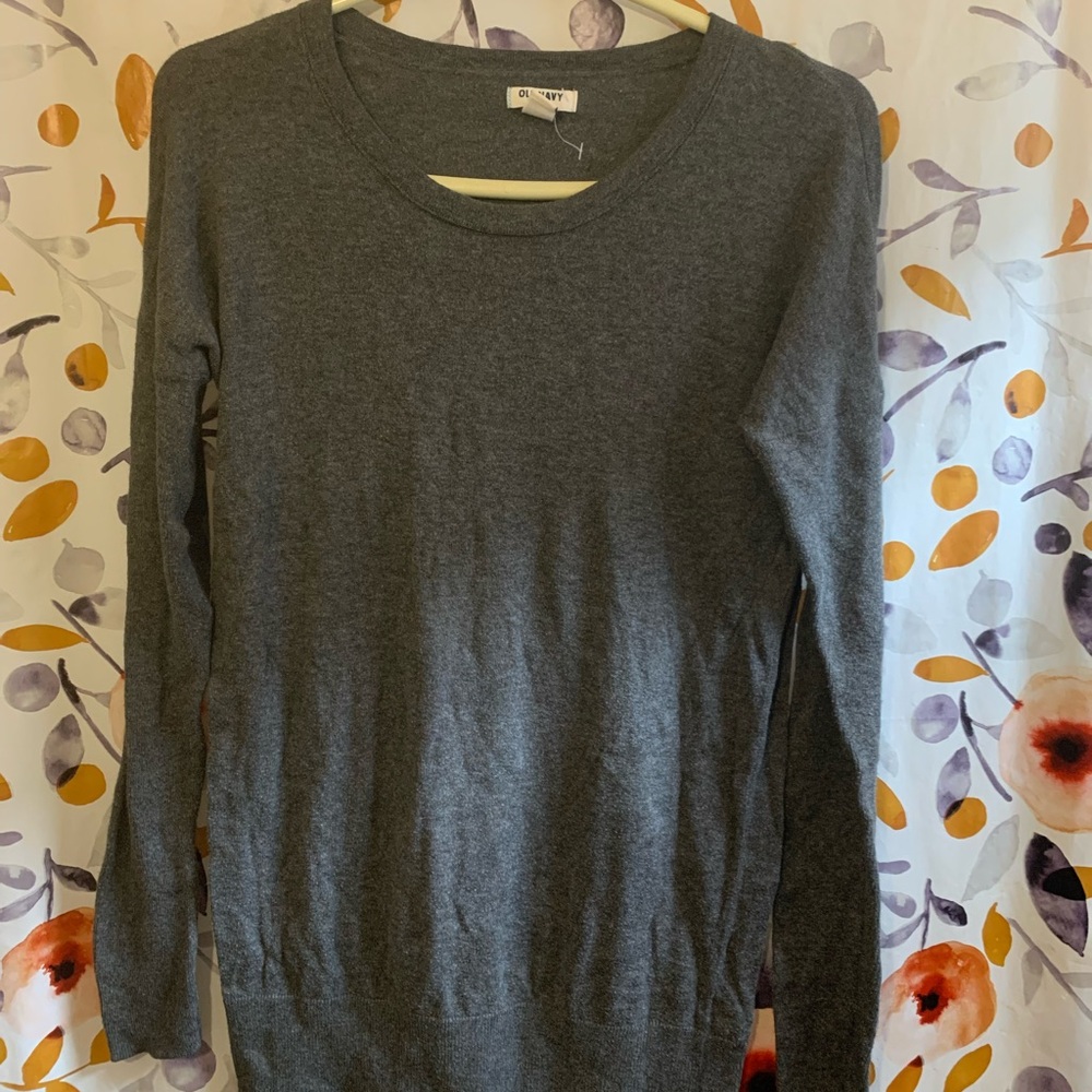🔥5/$25 Old Navy Dark Gray Long-Sleeve Crewneck Sweater